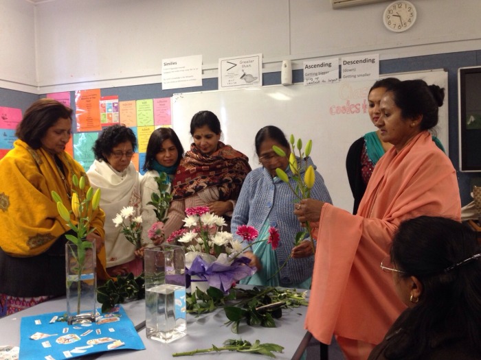 Sai Ladies in Service - Making Bouquets for Palliative care